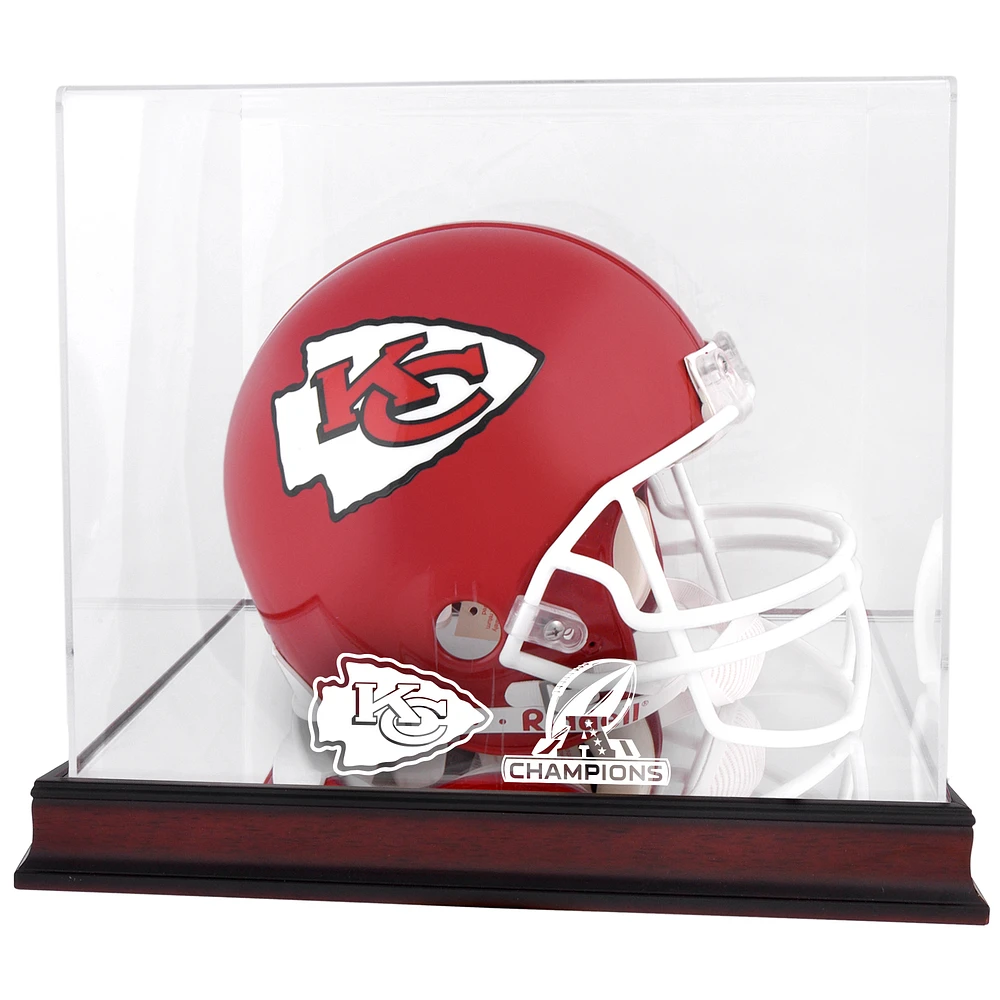 Kansas City Chiefs AFC Champions Mahogany Logo Helmet Display Case