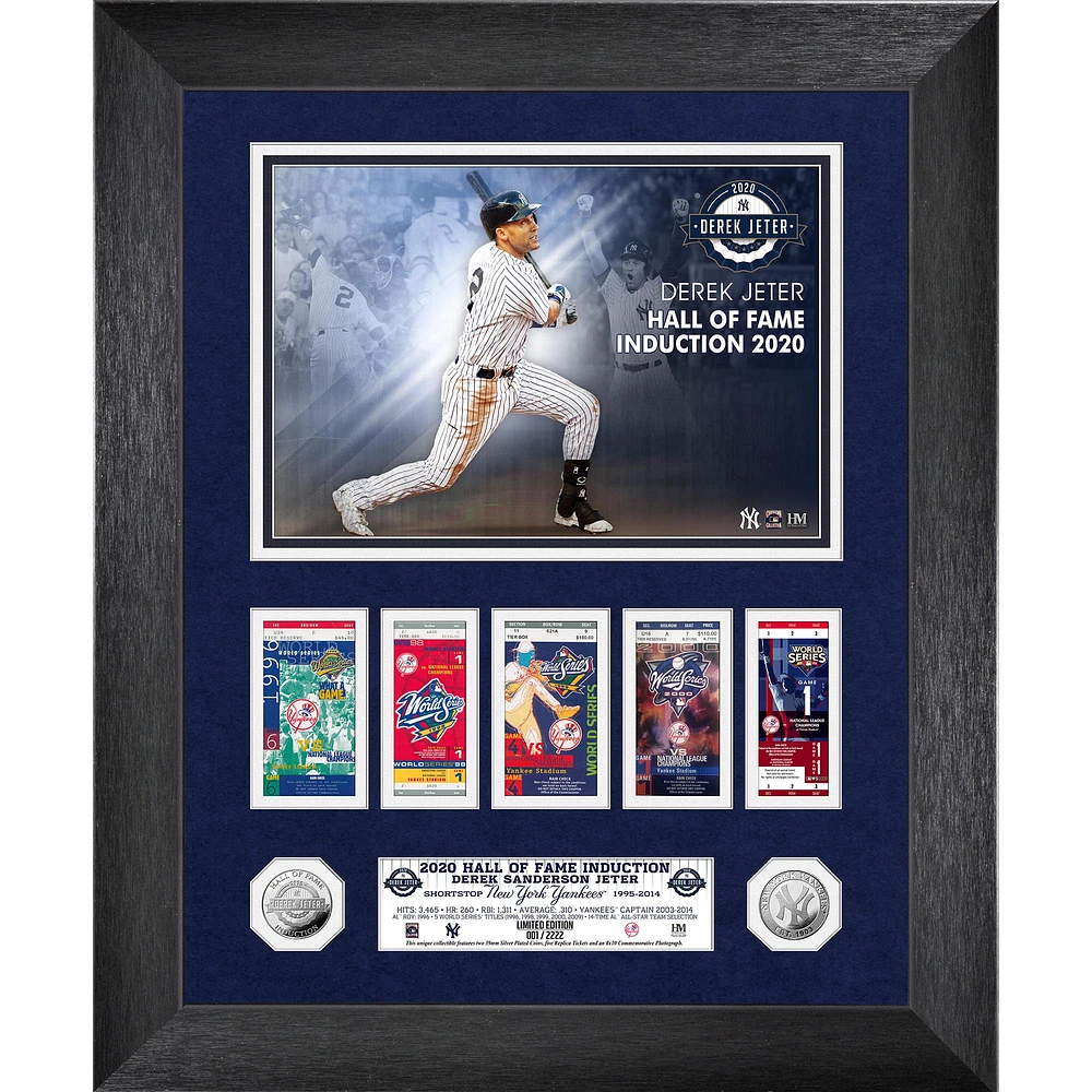 Highland Mint Derek Jeter New York Yankees 2020 Hall of Fame Induction 18'' x 22'' World Series Marquee Silver Coin Photo Mint