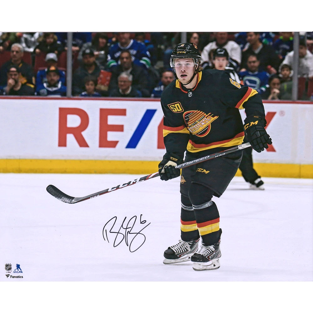 Brock Boeser Vancouver Canucks Autographed 16" x 20" Jersey Skating Photograph