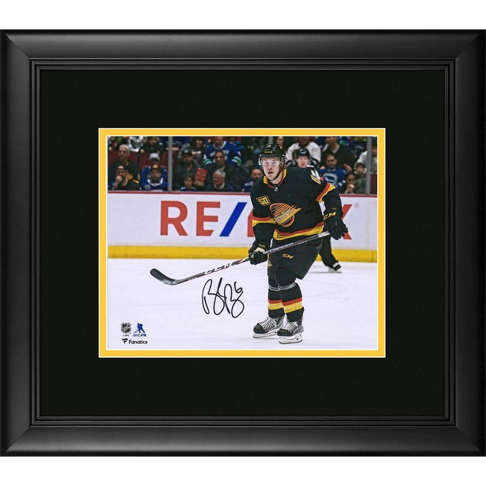 Brock Boeser Vancouver Canucks Framed Autographed 8" x 10" Black Jersey Skating Photograph