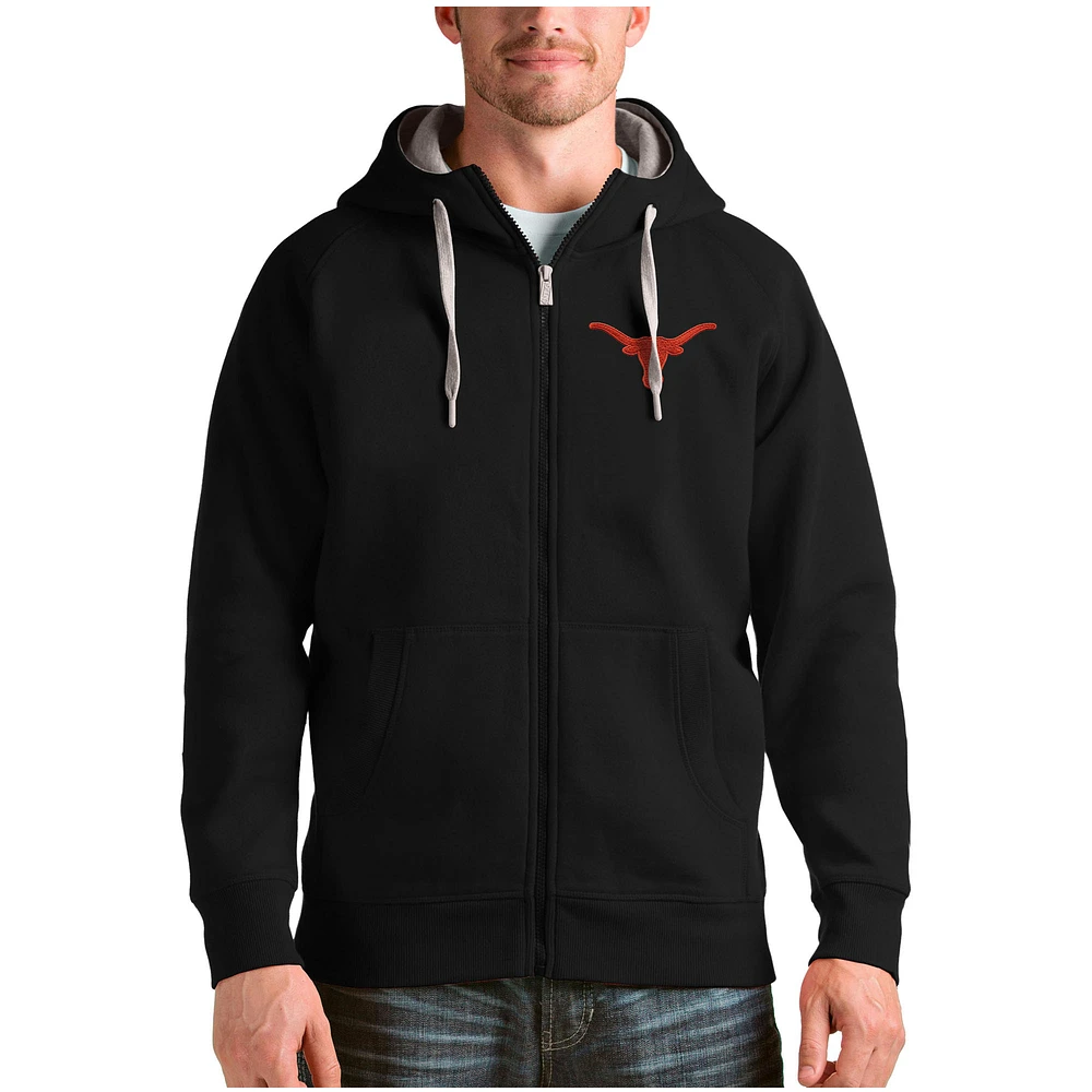 Men's Antigua Black Texas Longhorns Victory Full Zip Jacket