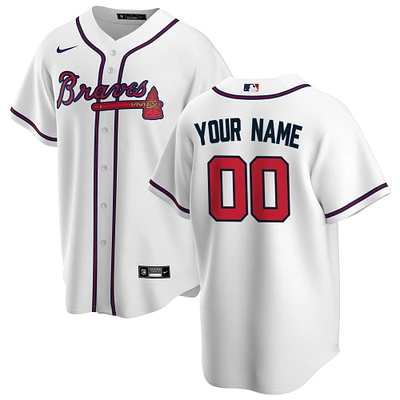 Men's Nike White Atlanta Braves Home Replica Custom Jersey