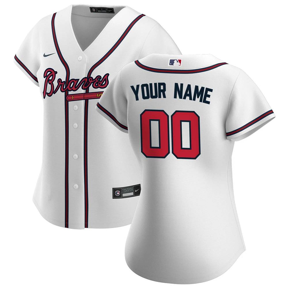 Women's Nike White Atlanta Braves Home Replica Custom Jersey