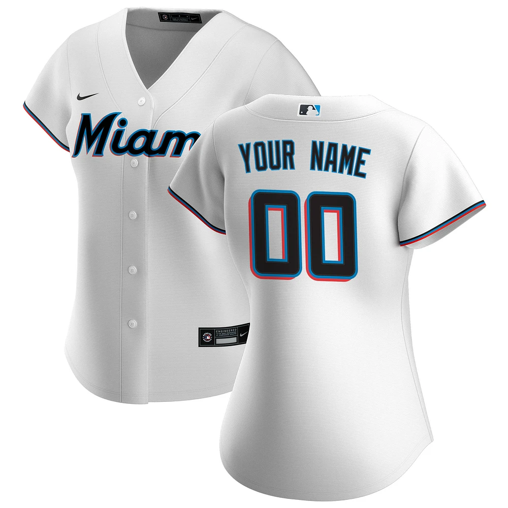 Women's Nike White Miami Marlins Home Replica Custom Jersey