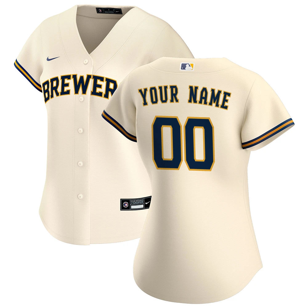 Women's Nike Cream Milwaukee Brewers Home Replica Custom Jersey