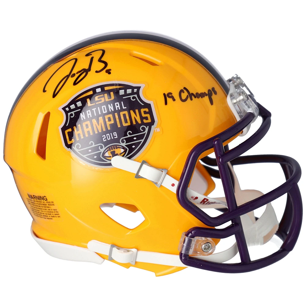 Joe Burrow LSU Tigers Autographed College Football Playoff 2019 National Champions Riddell Speed Mini Helmet with "19 Champs" Inscription