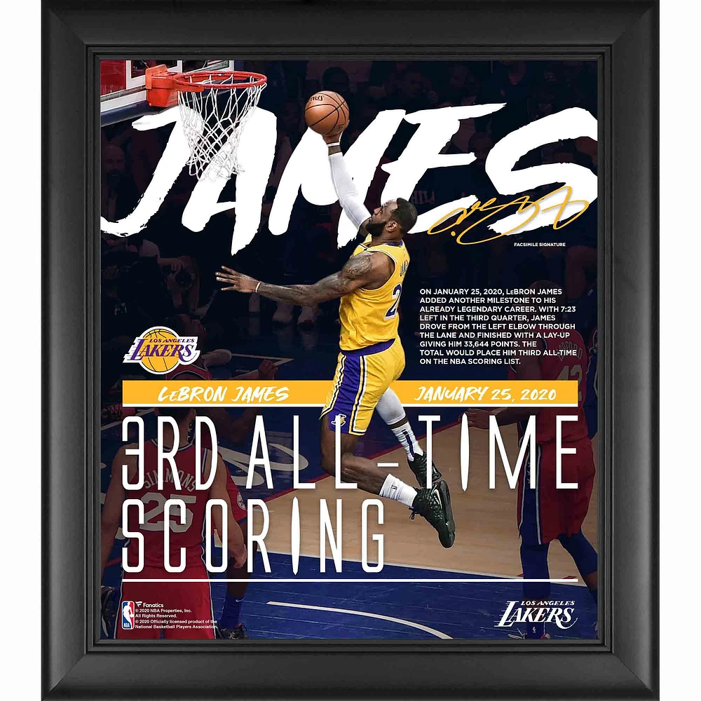 LeBron James Los Angeles Lakers Framed 15" x 17" Third All-Time NBA Leading Scorer Collage