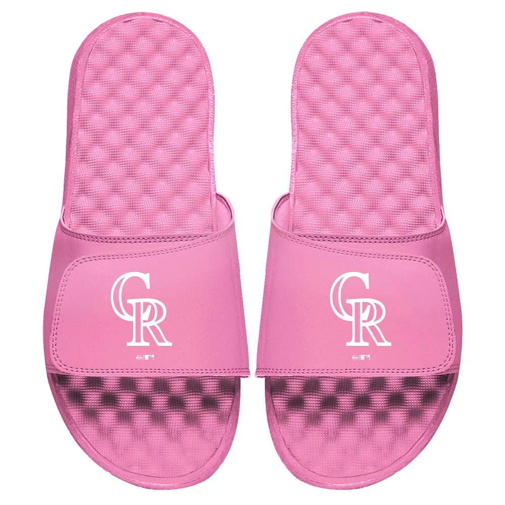 Women's ISlide Pink Colorado Rockies Primary Logo Slide Sandals