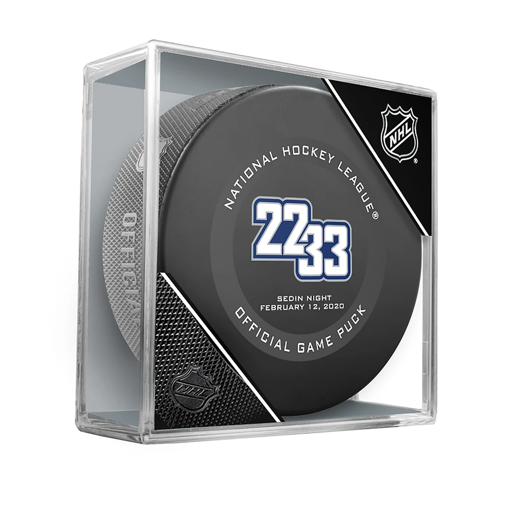 Henrik & Daniel Sedin Vancouver Canucks Unsigned February 12 2020 Jersey Retirement Night Official Game Puck