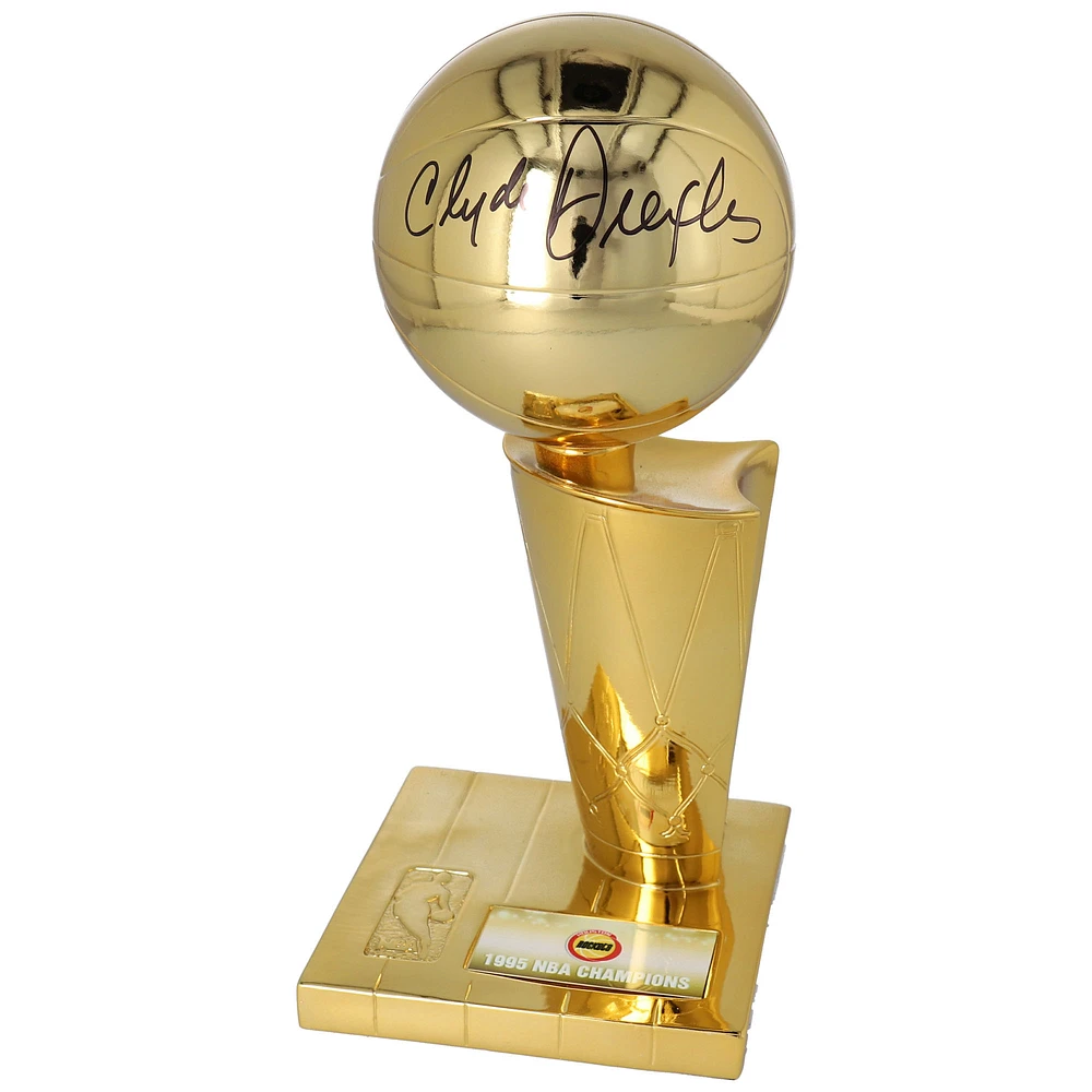 Clyde Drexler Houston Rockets Autographed 1995 NBA Finals Champions 12" Replica Larry O'Brien Trophy with Sublimated Plate