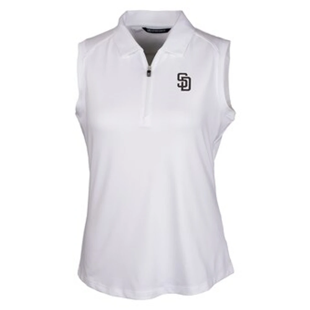 Women's Cutter & Buck White San Diego Padres Forge Sleeveless Polo