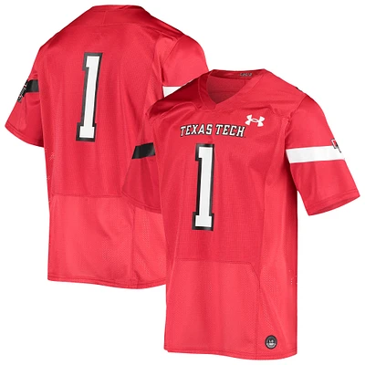 Men's Under Armour #1 Red Texas Tech Red Raiders Logo Replica Football Jersey