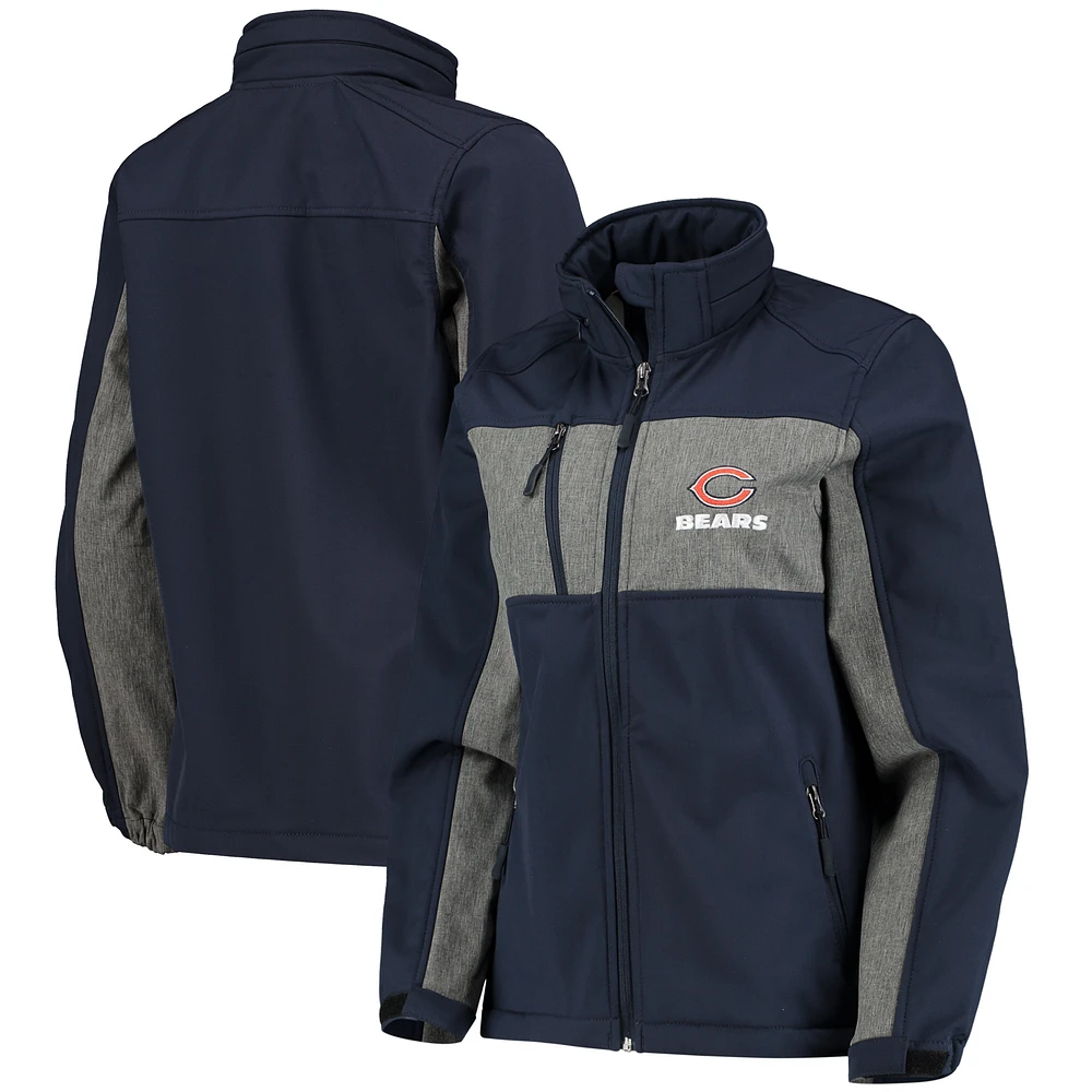 Women's Dunbrooke Navy Chicago Bears Zephyr Softshell Full-Zip Jacket