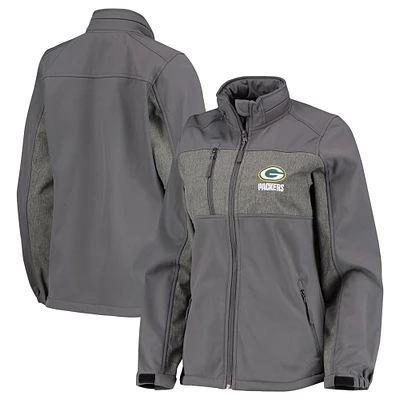 Women's Dunbrooke Charcoal Green Bay Packers Zephyr Softshell Full-Zip Jacket