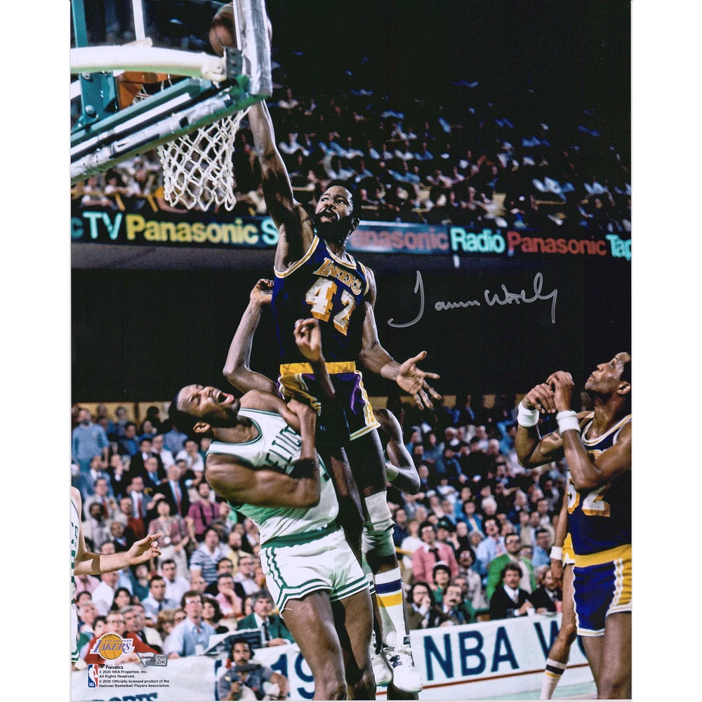 James Worthy Los Angeles Lakers Autographed 16" x 20" 1984 NBA Finals Dunk Photograph