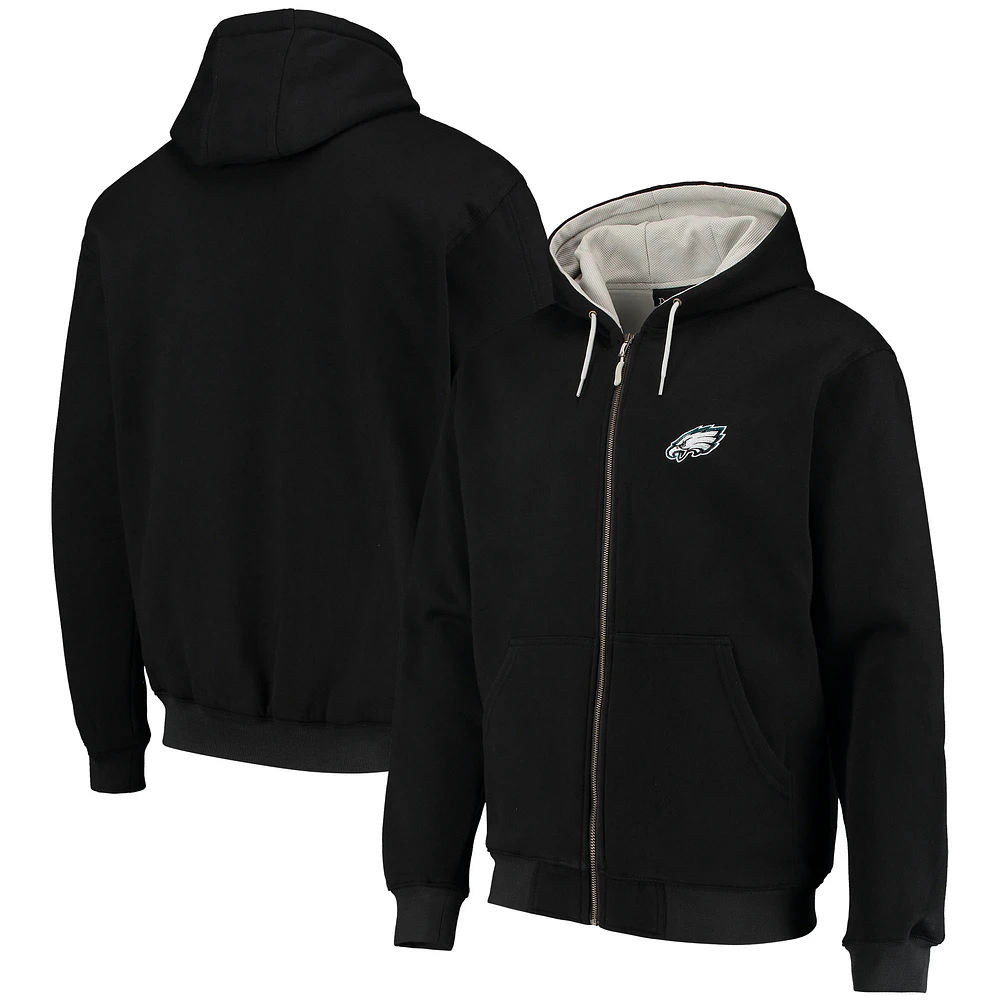 Men's Dunbrooke Black Philadelphia Eagles Craftsman Thermal-Lined Full-Zip Hoodie