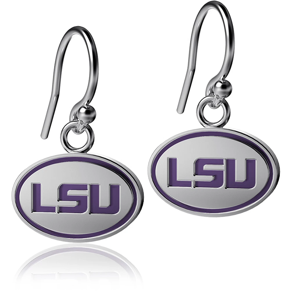 Women's Dayna Designs LSU Tigers Silver Enamel Dangle Earrings
