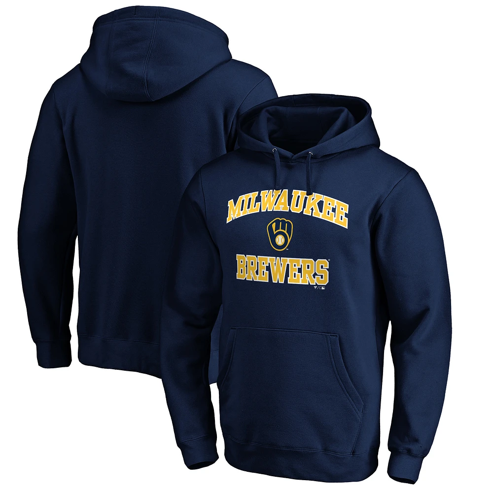 Men's Fanatics MTO Label Navy Milwaukee Brewers Heart & Soul Pullover Hoodie