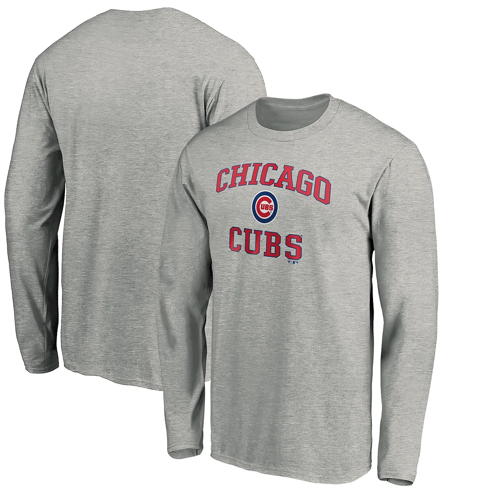Men's Heathered Gray Chicago Cubs Team Heart & Soul Long Sleeve T-Shirt