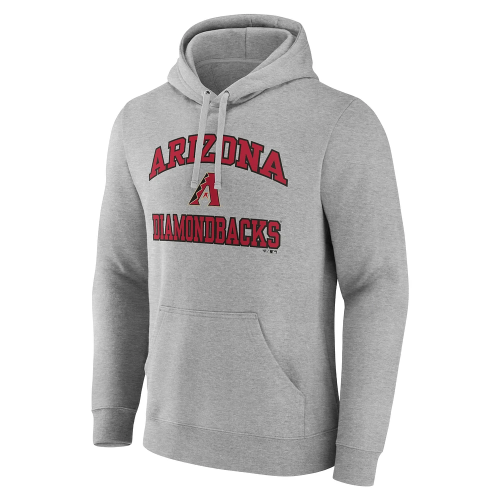 Men's Fanatics MTO Label Heather Gray Arizona Diamondbacks Heart & Soul Pullover Hoodie