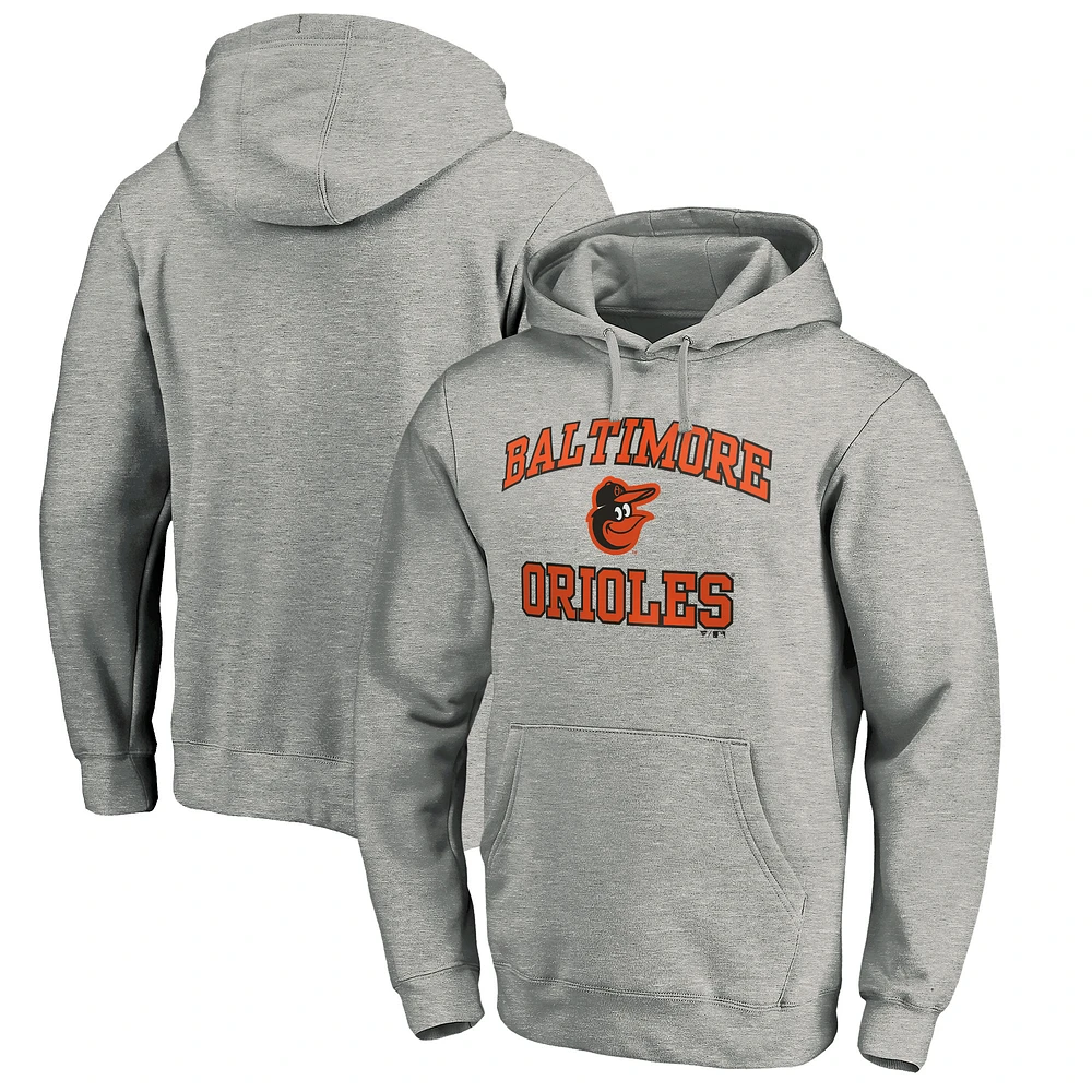 Men's Fanatics MTO Label Heather Gray Baltimore Orioles Heart & Soul Pullover Hoodie