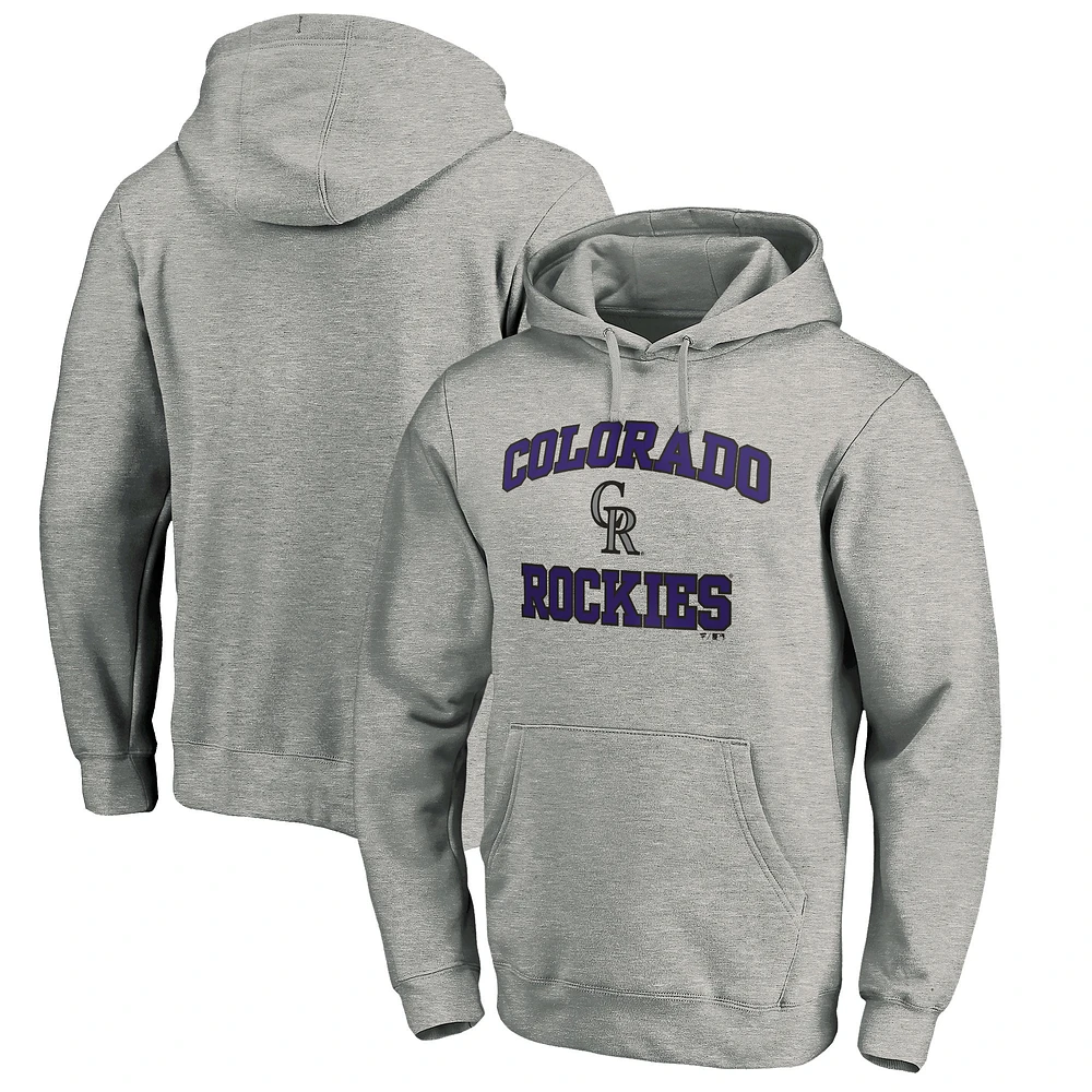 Men's Fanatics MTO Label Heather Gray Colorado Rockies Heart & Soul Pullover Hoodie