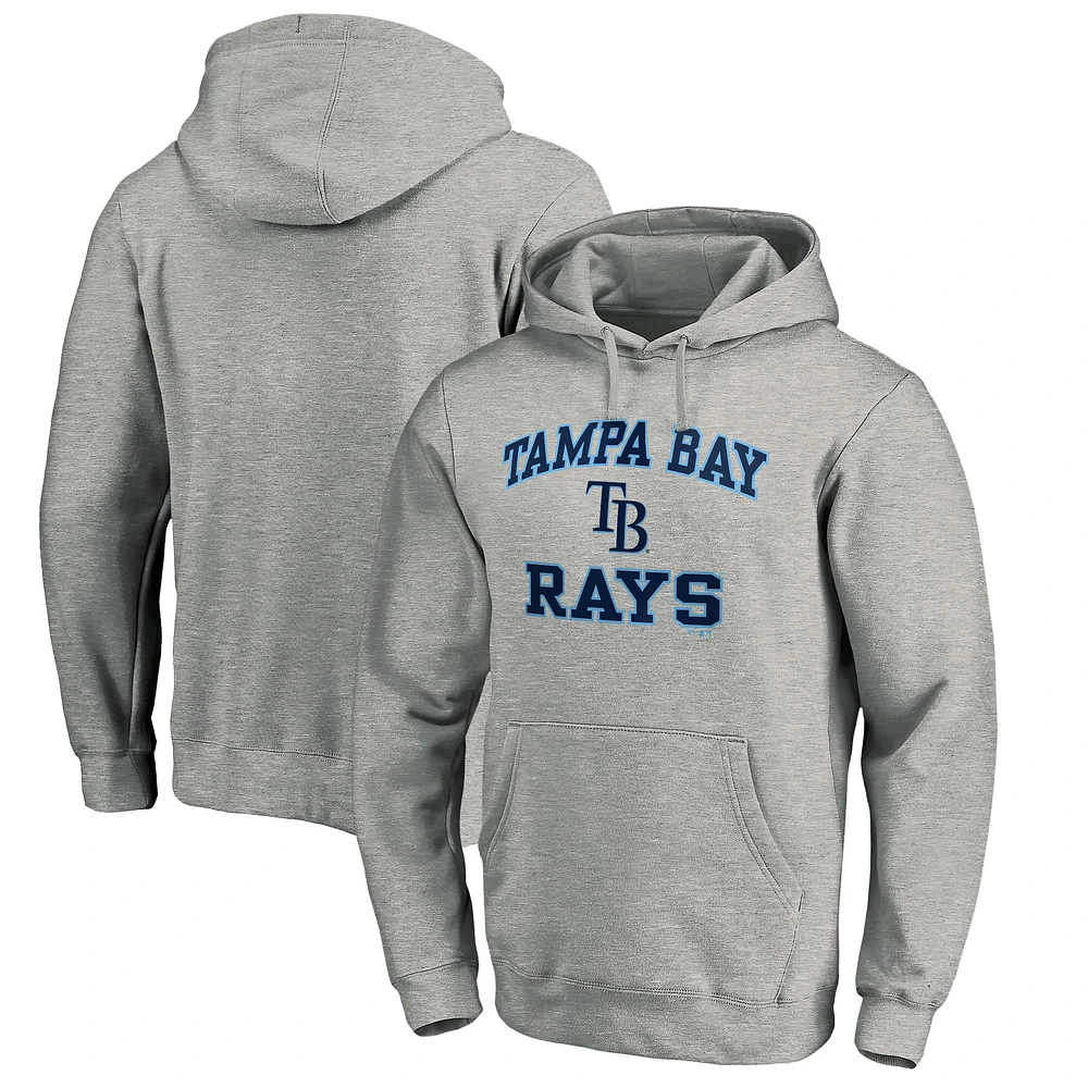 Men's Fanatics MTO Label Heather Gray Tampa Bay Rays Heart & Soul Pullover Hoodie