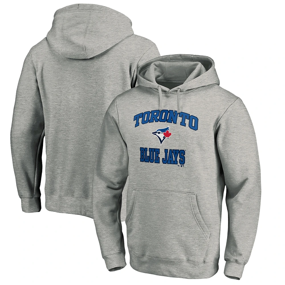 Men's Fanatics MTO Label Heather Gray Toronto Blue Jays Heart & Soul Pullover Hoodie