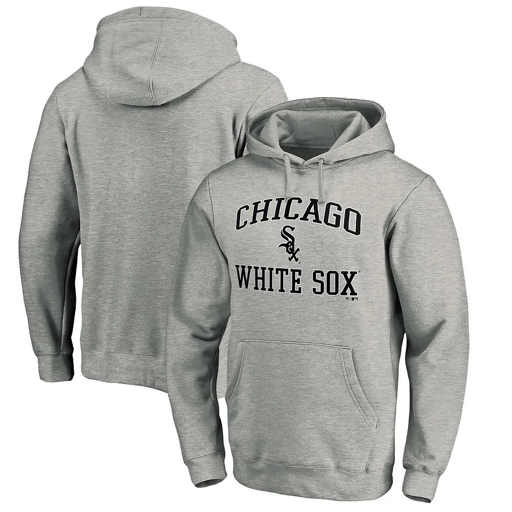 Men's Fanatics MTO Label Heather Gray Chicago White Sox Heart & Soul Pullover Hoodie
