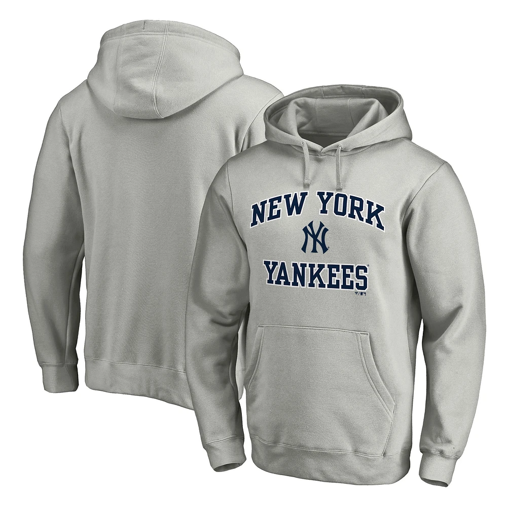 Men's Fanatics MTO Label Heather Gray New York Yankees Heart & Soul Pullover Hoodie
