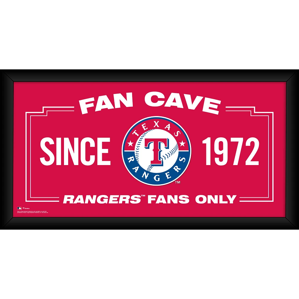 Texas Rangers Framed 10" x 20" Fan Cave Collage
