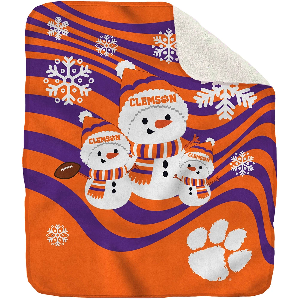 Clemson Tigers 60'' x 70'' Snowman Sherpa Blanket