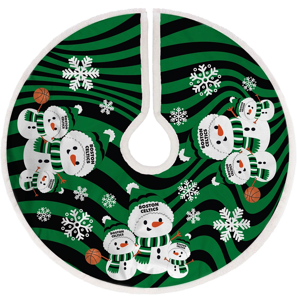 Boston Celtics Snowman Sherpa Christmas Tree Skirt
