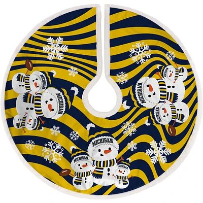 Michigan Wolverines Snowman Sherpa Christmas Tree Skirt