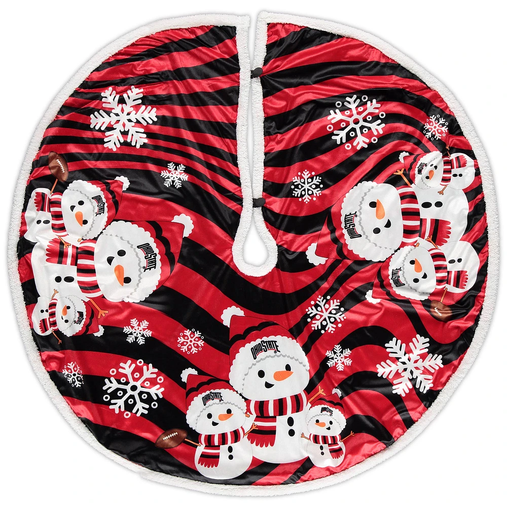 Ohio State Buckeyes Snowman Sherpa Christmas Tree Skirt