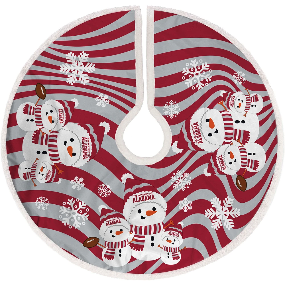 Alabama Crimson Tide Snowman Sherpa Christmas Tree Skirt