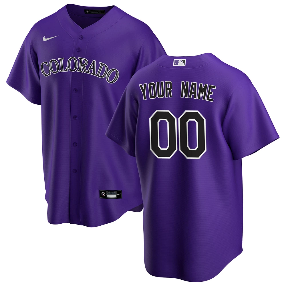Men's Nike Purple Colorado Rockies Alternate Replica Custom Jersey