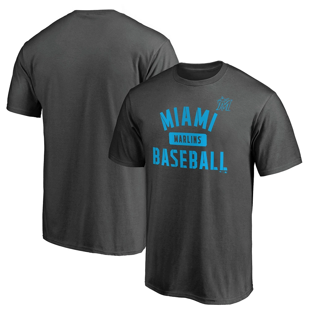 Men's Charcoal Miami Marlins Iconic Primary Pill T-Shirt