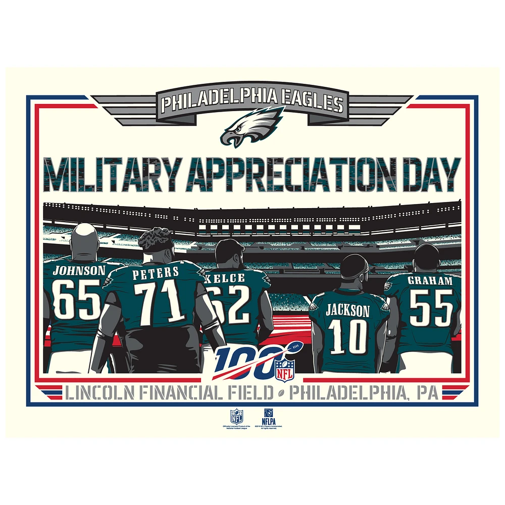 Phenom Gallery Philadelphia Eagles 18'' x 24'' 2019 Season Military Appreciation Serigraph Print Artwork Poster