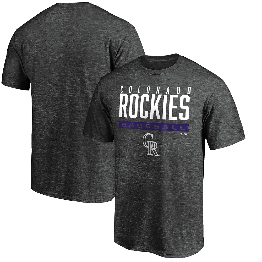 Men's Charcoal Colorado Rockies Win Stripe Logo T-Shirt