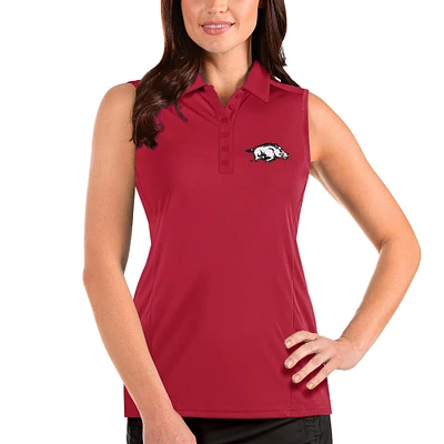 Women's Antigua Cardinal Arkansas Razorbacks Tribute Sleeveless Polo