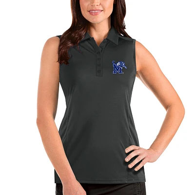 Women's Antigua Charcoal Memphis Tigers Tribute Sleeveless Polo