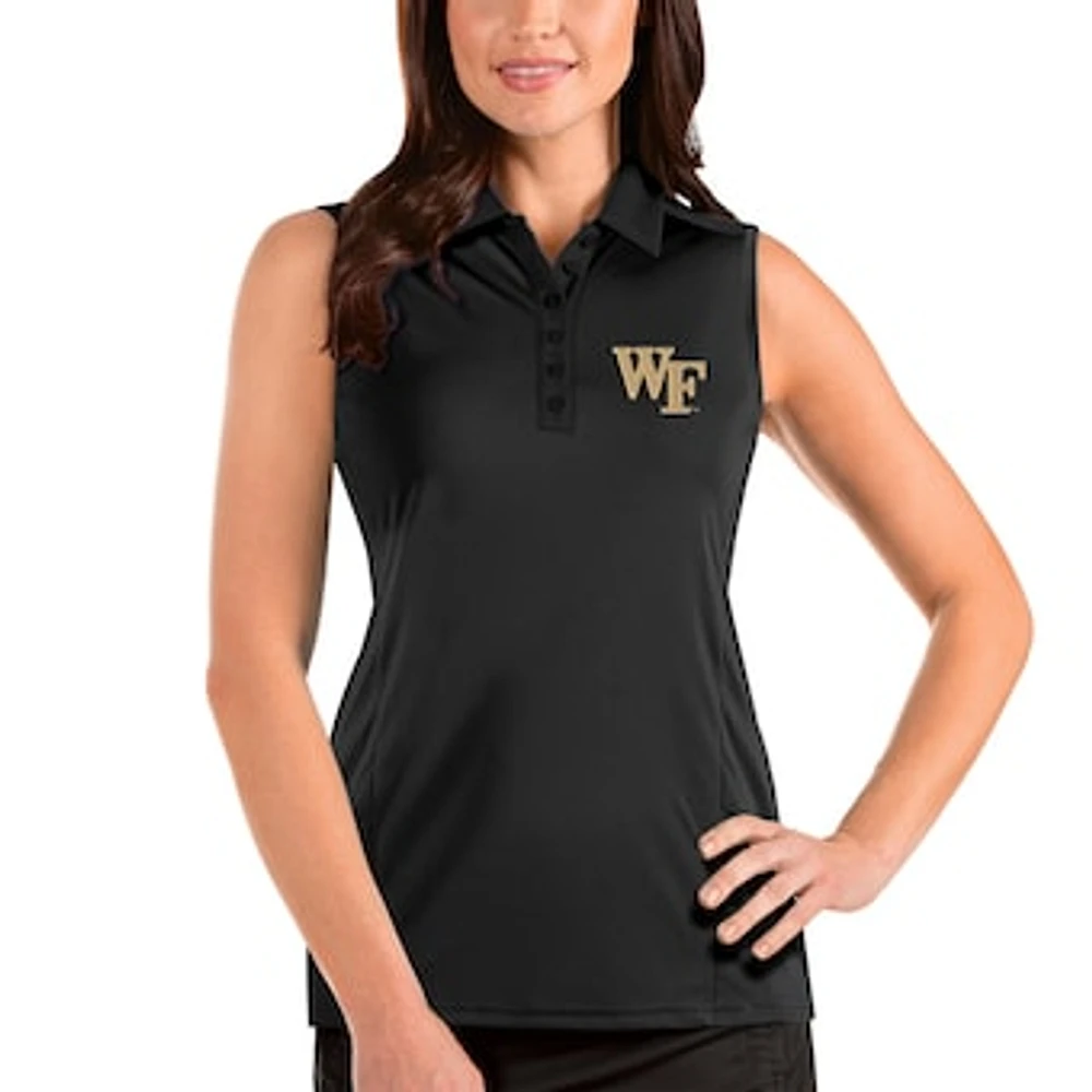 Women's Antigua Black Wake Forest Demon Deacons Tribute Sleeveless Polo