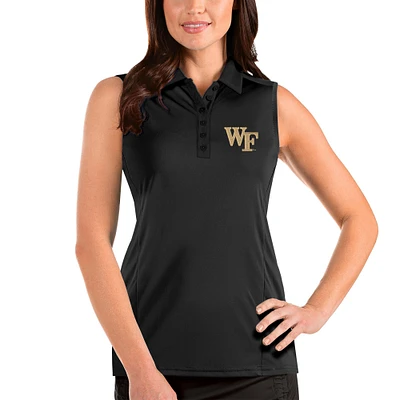 Women's Antigua Black Wake Forest Demon Deacons Tribute Sleeveless Polo