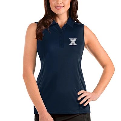 Women's Antigua Navy Xavier Musketeers Tribute Sleeveless Polo