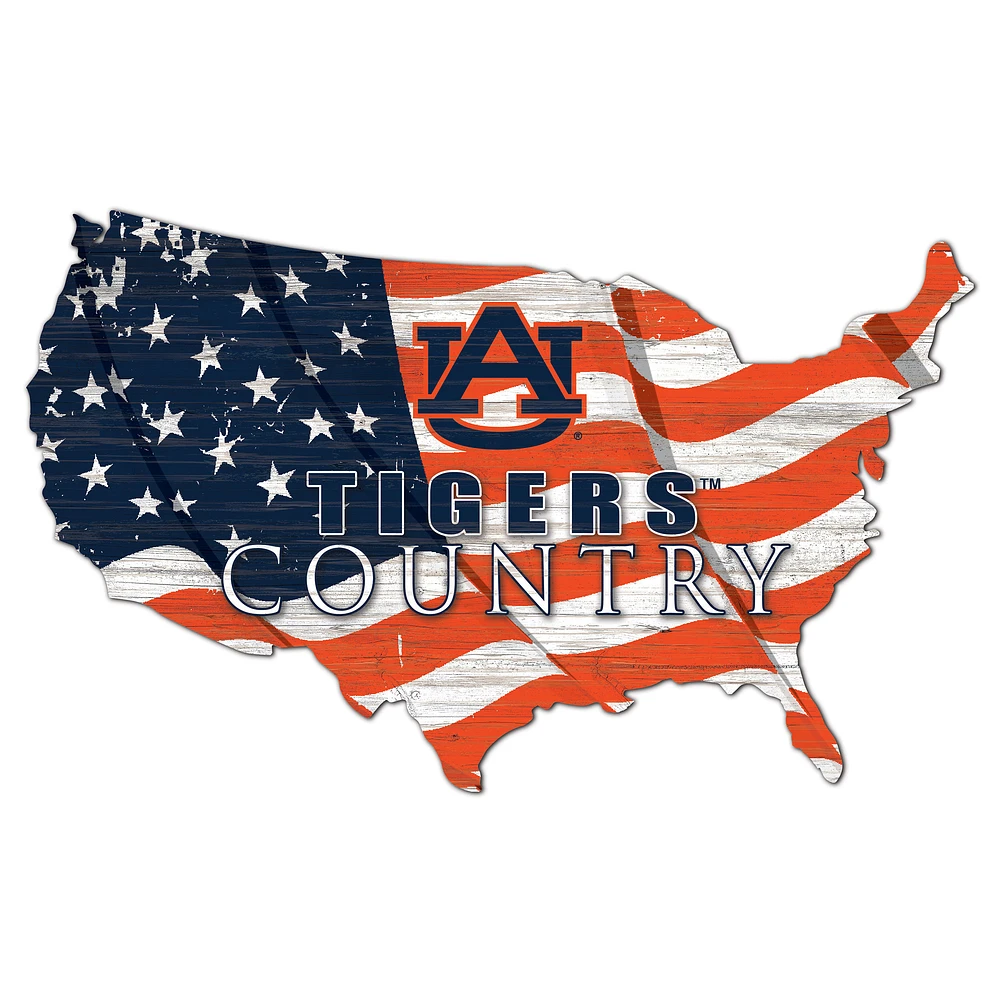 Auburn Tigers USA Flag Cutout Sign