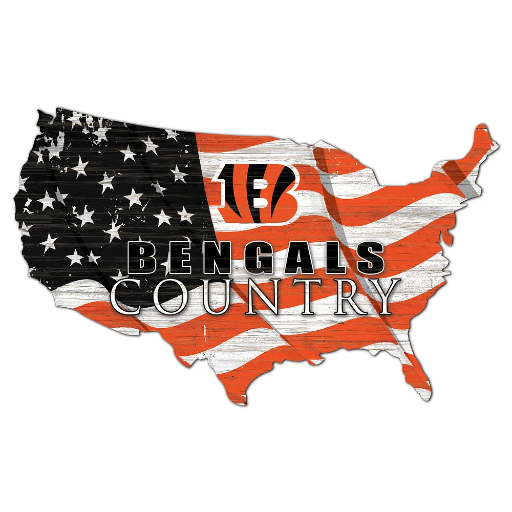 Cincinnati Bengals USA Flag Cutout Sign