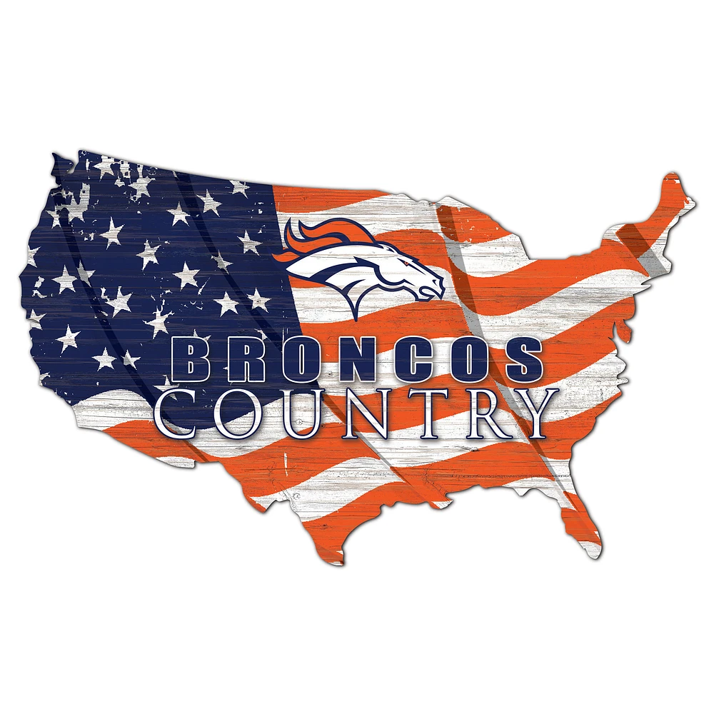 Denver Broncos USA Flag Cutout Sign