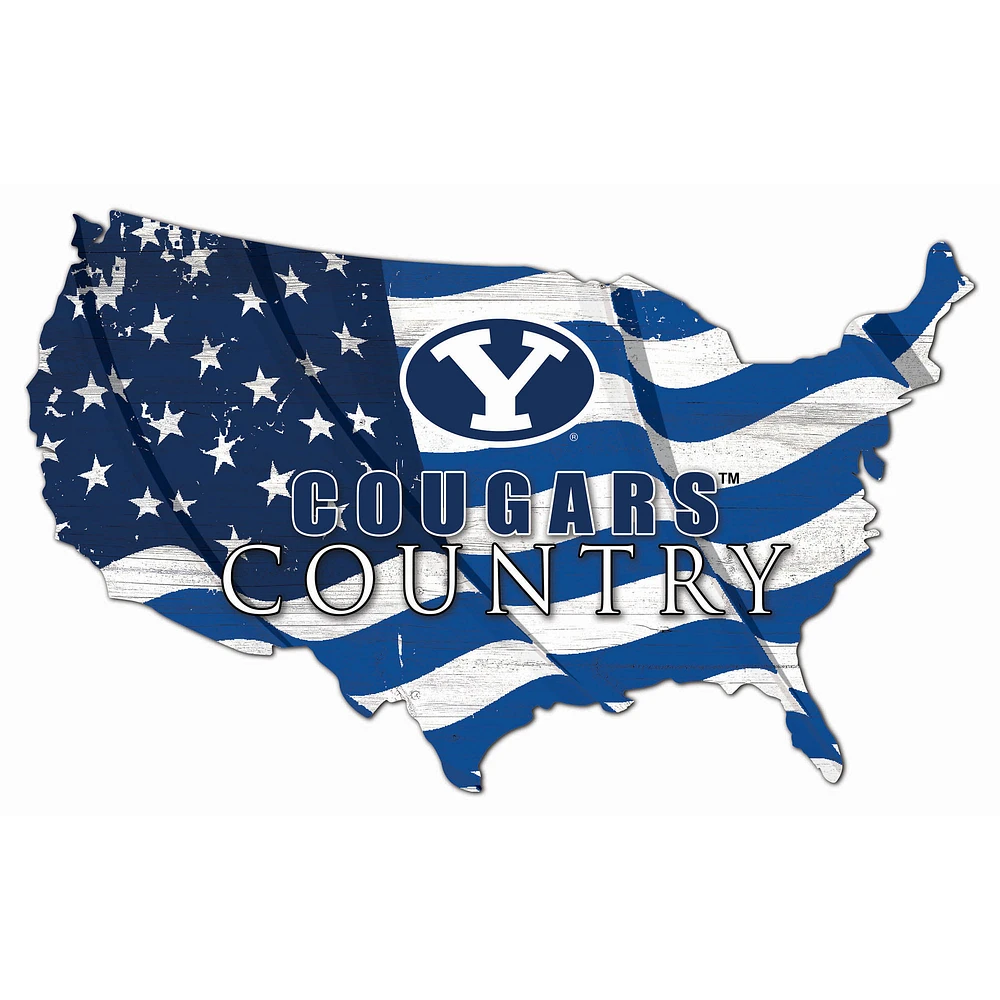 BYU Cougars USA Flag Cutout Sign