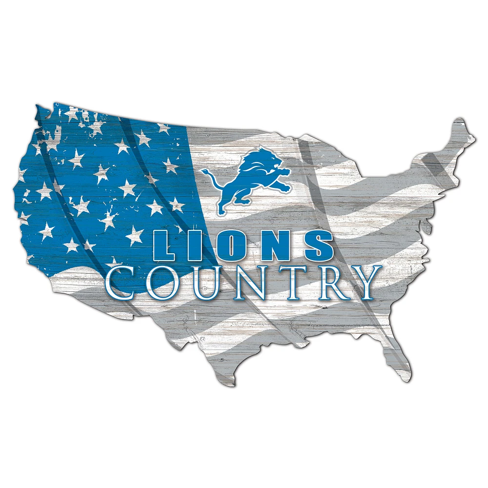 Detroit Lions USA Flag Cutout Sign